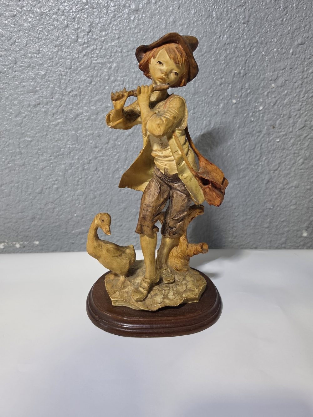 Girl Figurine Playing Flute Hand Painted Sculpture Collectible Decor Statue